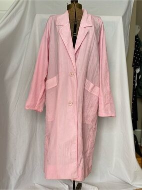 Vintage Light Pink Long Button Front Rain Coat